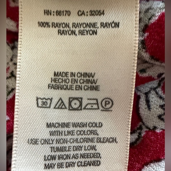 Anthropologie EUC Feather Bone Floral Lace-Up Peplum Blouse Red Size 4 - Picture 16 of 16